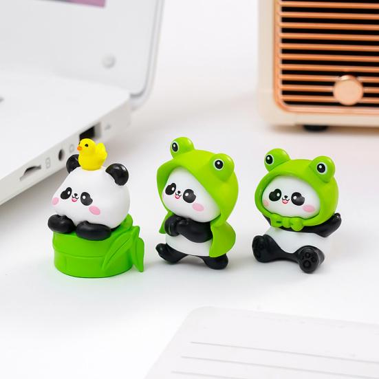 6 ks Mini Panda Figurky Ozdoby Panda na Palubní Desku Auta Miniaturní Zvířecí Ozdoby pro DIY Řemesla Mikro-Krajiny Pohádková Zahrada
