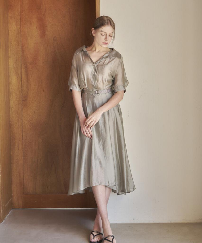 Eima Satin Open Collar Dress_3Color