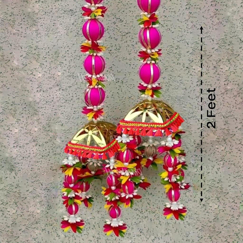 Wall Hanging Decoration 2 Pcs, Size 2 Ft Each, Pooja Room Decor Items, Door Decorative Items Hanging, Artificial Flowers Dekoration Hanging
