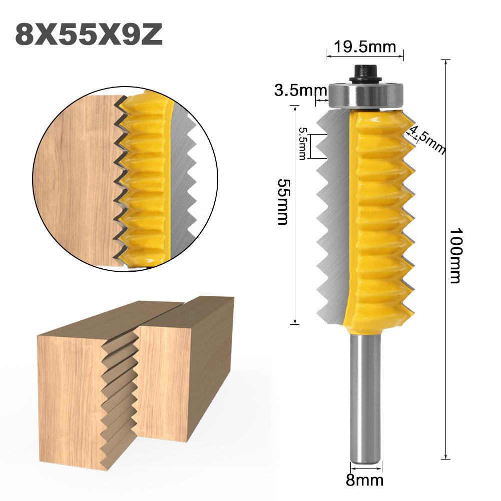 8 Handle Multi-tooth Tenon Knife Woodworking Line Cutter Slotting Cutter Woodworking Milling Cutter Splicing Cutter Wave Cutter