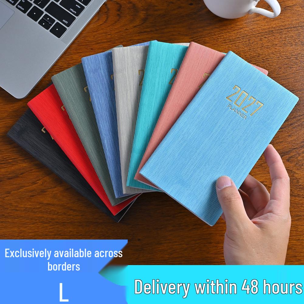 2027 A6 English PU Leather Weekly Planner Portable Annual Calendar Diary