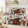 Harry Potter Magical Journey Printed Flannel Blanket Soft Comfortable Fleece Blanket For Living Room Bedroom Study Party Decor Birthday Gift