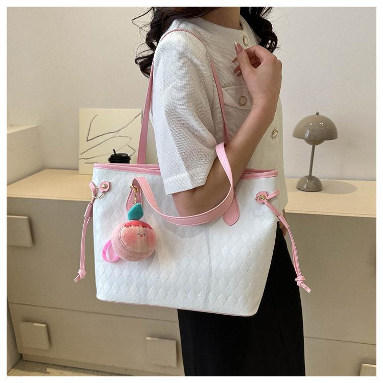 Women's Faux Leather Tote Bag Large Capacity Fashionable Shoulder Crossbody Bag Casual Office Handbag