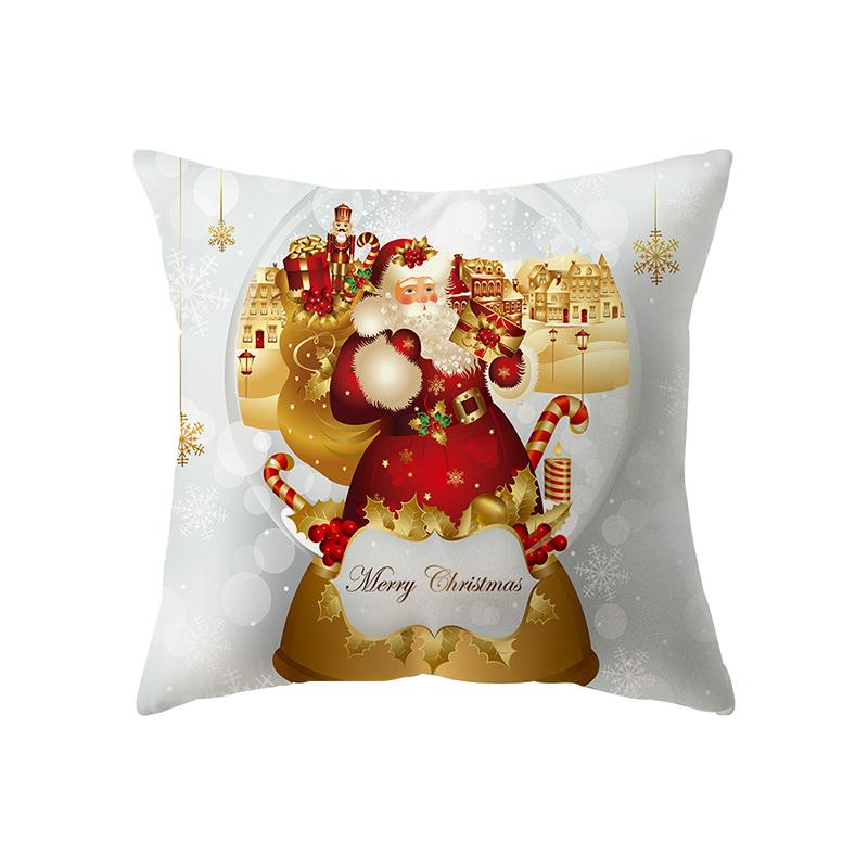 Merry Christmas Santa Claus Print Pattern Cushion Cover Home Living Room Sofa Decoration Pillow Pillow Cover