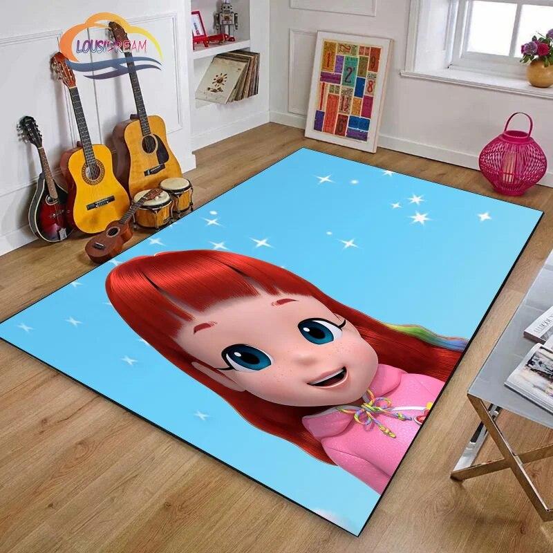 3D Printing Rainbow Ruby Series Carpet Lulu and Bear Cartoon Living Room Bedroom Non-slip Rug Soft Play Area Floor Mat Girl Gift
