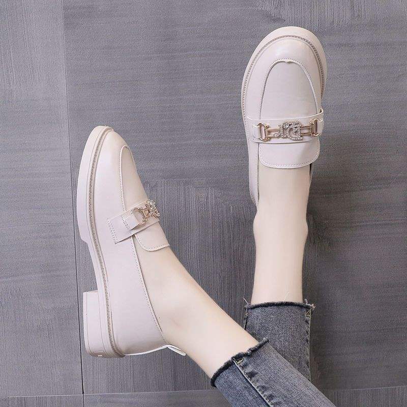 Women's Small Leather Shoes Women's British Style Women's Shoes Small Fragrant Style Soft Sole One Pedal Spring and Autumn Students