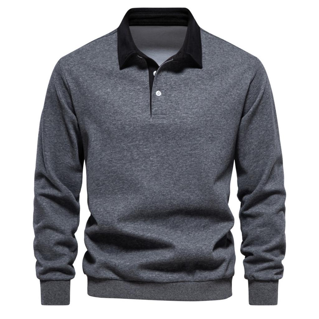 New Autumn Long Sleeve Polo Collar Sweatshirt, Plus Size European Trendy Casual Versatile High Quality Men's Hoodie