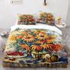 Oil Painting Duvet Cover Set Queen Blooming Sunflowers Twin Bedding Set Blue Sky White Cloud Landscape Polyester Comforter Cover