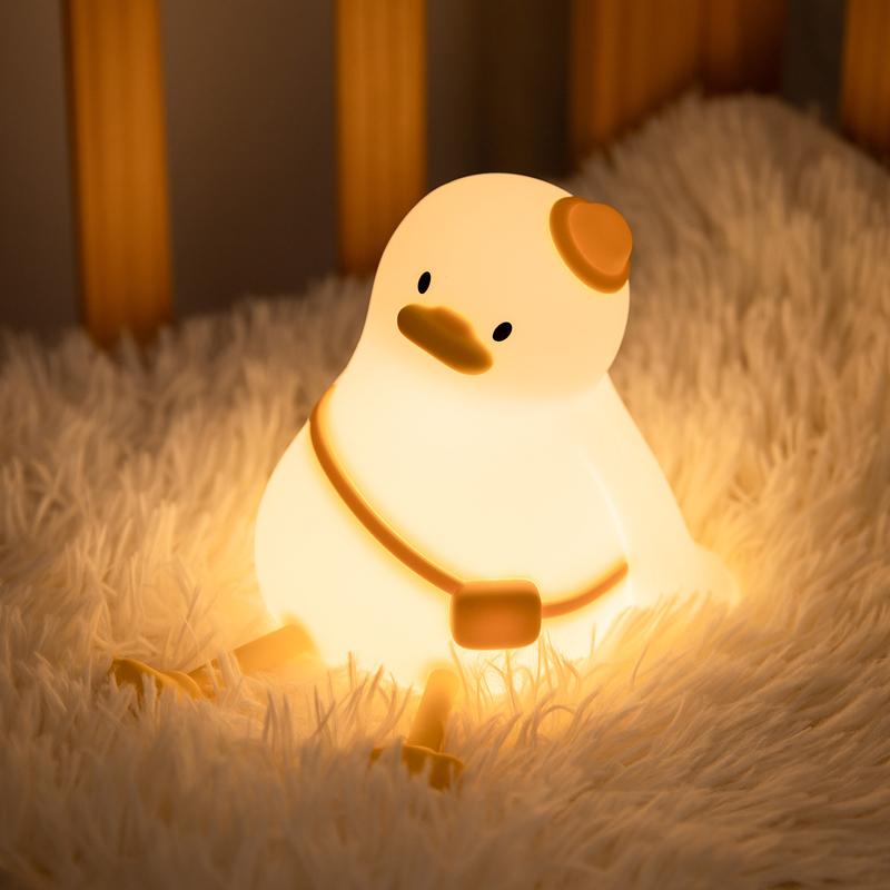 Cute Penguin Night Light for Kids Bedroom Rechargeable Animal Silicone Nursery Night Lamp Touch Control Nightlight for Baby Gift