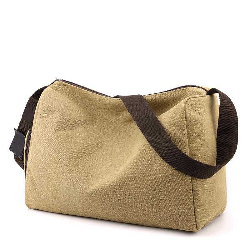 Zipper Canvas Small Barrel Bag Men'S Slant Shoulder Bag For Casual Travel Adjustable Sports Gym Bag Yoga Bag