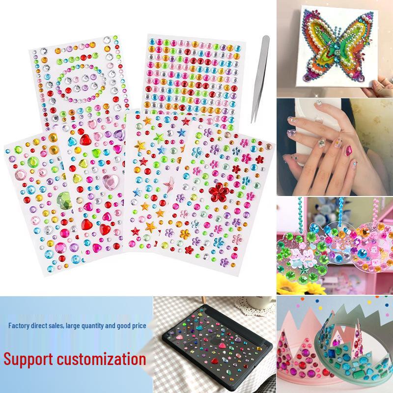 3D Shiny Diamond Heart Crystal Stickers for Kids & Girls