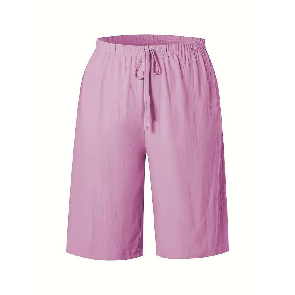 Ladies, Casual Pants, Fashionable, Solid Color, Cropped Pants, Mid Length Pants