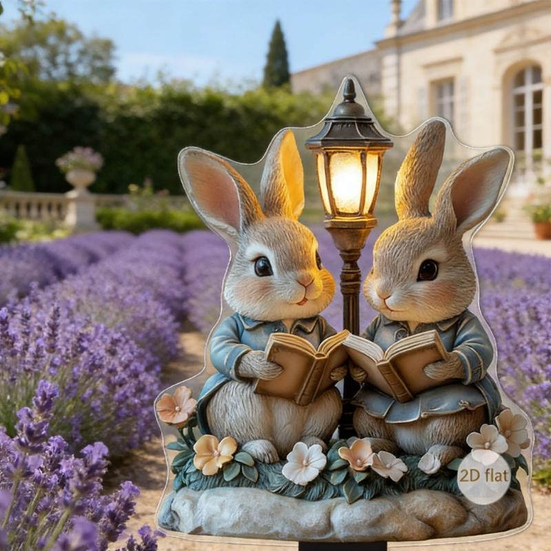 Weather Proof Acrylic Rabbit Lawn Sign Animal Stake Perfect For Easter Party Decorations And Garden Display