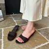 2025 New French Minimalist Wind Slope Heel One-word Drag Women's Summer Outer Wear Daily Commute Low Heel Drag Small Sandals