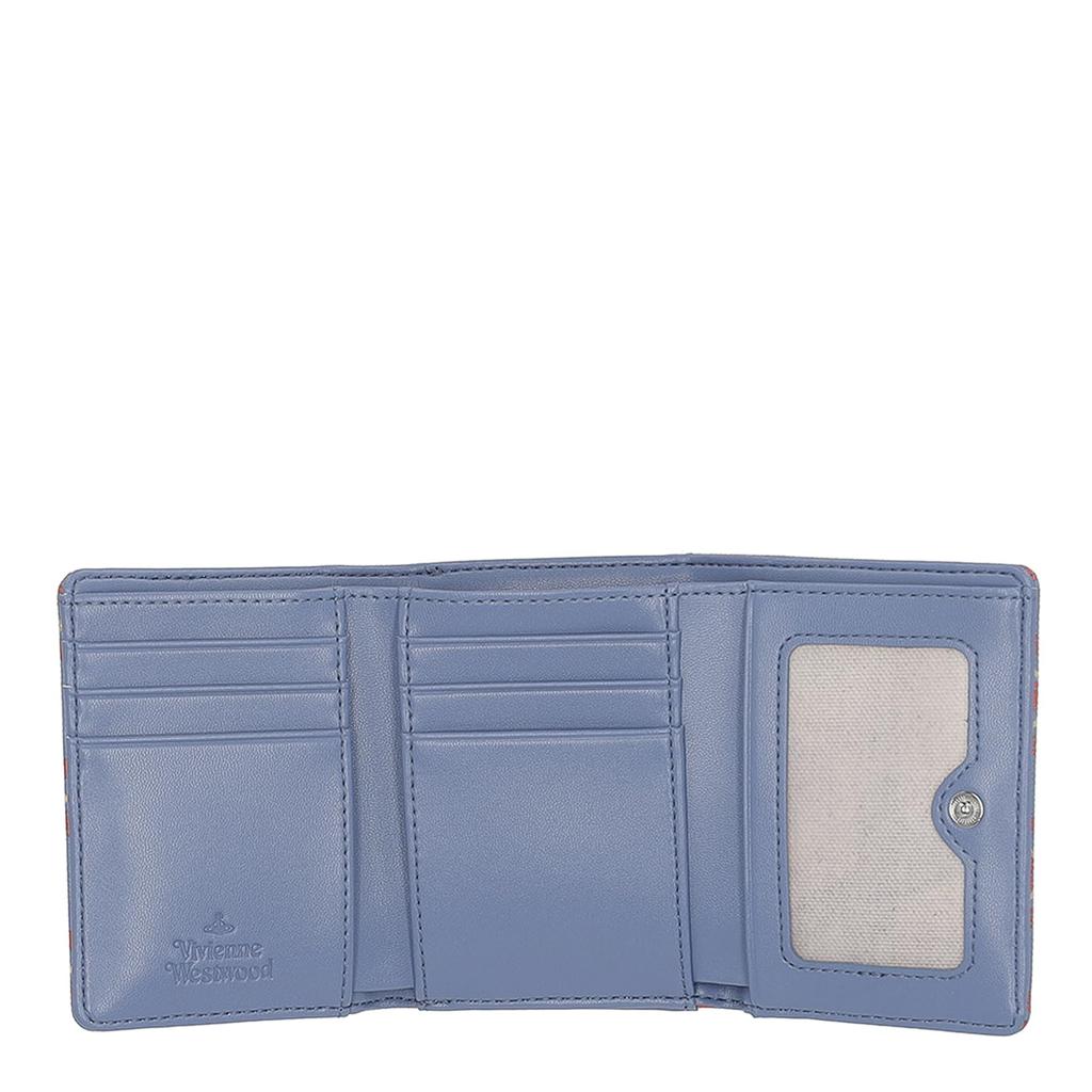 Vivienne Westwood SAFFIANO PRINTED Tri-fold Wallet, BLUE/ORANGE TARTAN, Women's, 5115002NW-S0022 [Used]
