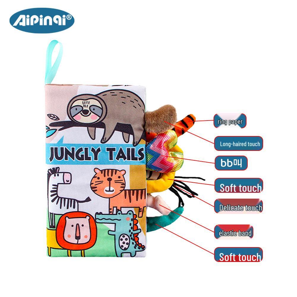 Aipinqi Baby Animal Tail Cloth Book – Tear-Resistant, Crinkle Paper Educational Toy for Early Learning.