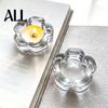 Flower Shape Candle Holder Glass Tealight Holder, Plum Blossom Cafe for Home Party Decor, Wedding Table Centerpiece