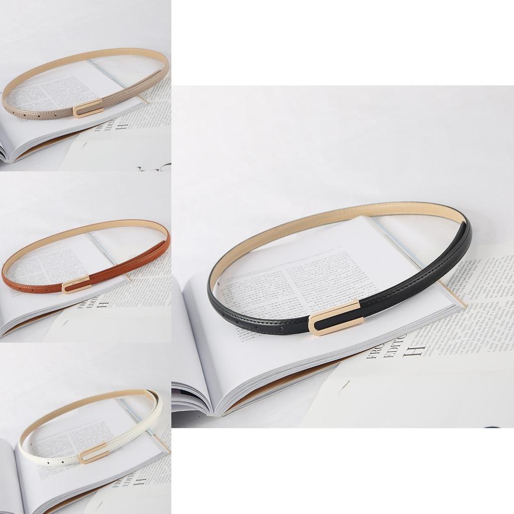 Womens Thin Pu Belt With Metal Button For Office And Casual Looks