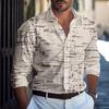 Camicia Casual a Maniche Lunghe da Uomo Primavera Autunno con Stampa Semplice e Versatile di Tendenza Camicie da Uomo a Vestibilità Ampia