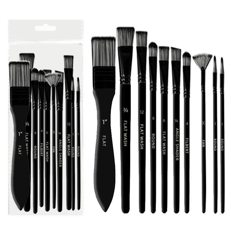 

10-Piece Flat Head Paintbrush Set for Beginners - Acrylic, Watercolor, Gouache, Oil 10-Piece Nylon Oil Painting Brush Set (OPP)