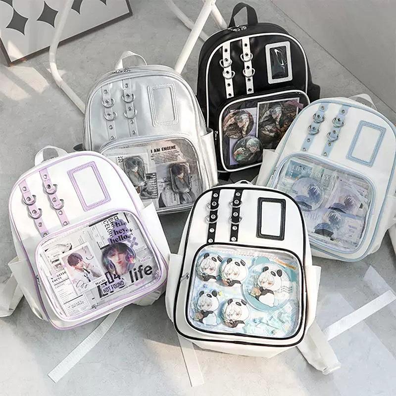 School Ita Bag  Trends Transparent Zipper Backpack Preppy Style Soft Women Bags