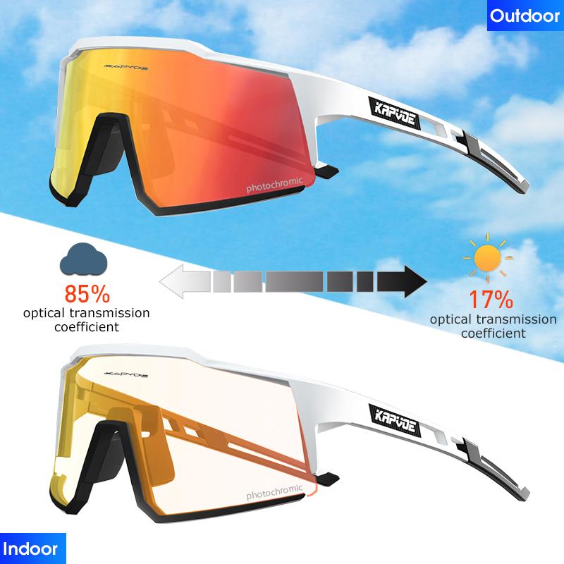 Kapvoe Photochromic Cycling Glasses Outdoor Sports Men Bike Glasses Women Mountain Bicycle Riding Protection Goggles Eyewear