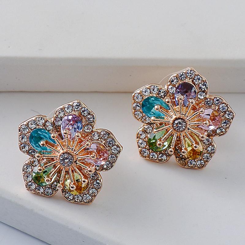 Juran Rhinestone Flower Design Stud Earrings Valentines,Mom,Mother,Mother's Day,Gift