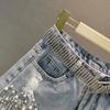 Women's Summer High-waisted Denim Shorts Sequin Fringe Ripped Jeans