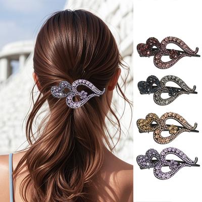 Vollstrass herzförmige Entenschnabelspange Haarspange Haarklammern Damen Pferdeschwanz Mode Haarnadeln Für Mädchen Haaraccessoires Geschenk