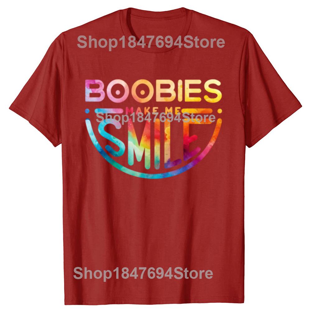 Funny Boobs Make Me Smile Graphic 100% Cotton T-shirts Men Women s Fashion Casual Tshirt Loose Oversized Streetwear T Shirt S