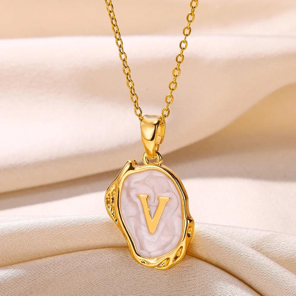 Y2K Metal Drip Oil 26 Letter Necklaces for Women Men Alphabet A-Z Initials Pendant Necklace Aesthetic Jewelry Gift