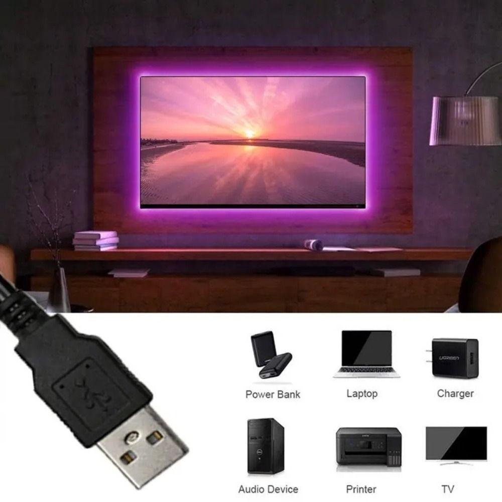 New 5V LED Light Strips RGB Flexible Lighting Decor Strip with USB Cable Plug White Warm Atmosphere Light Strip Home Decor Lamp