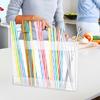 Straw Holder, Transparent Acrylic Straw Dispenser With Double Sided Stickers 24*16.5*2.5cm Kitchen Drinking-utensils Storage