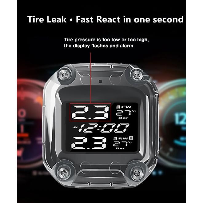 Motorcycle TPMS Tire Pressure Monitor LCD Digital Screen Magnetic Charge Auto Alarm Moto Tyre Pressure External Sensor
