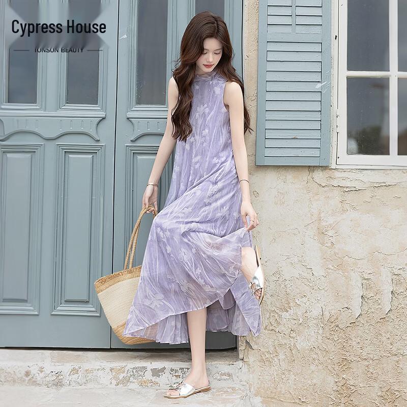 French Style Tie-Neck Sleeveless Vest Dress L