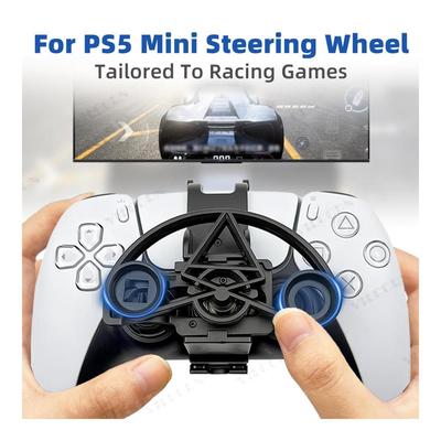 Mini Racing Steering Wheel Attachment for PS5 Controller, Clip-On Accessory for Racing Games