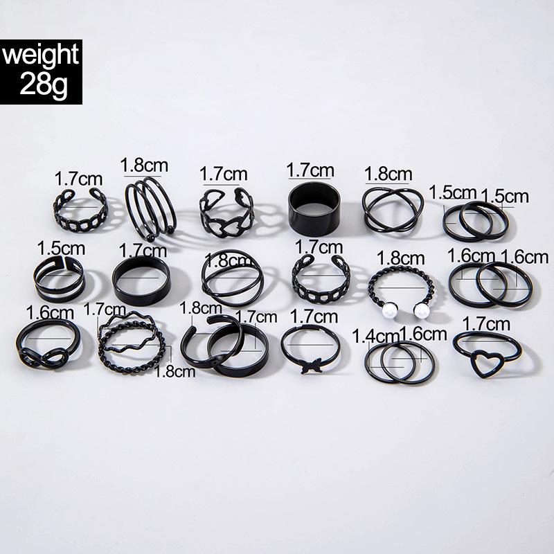 Nová Móda Všestranný List Láska Prsten Set Personalizovaný Geometrický Stohovatelný Kloubový Prsten Vícedílný Set