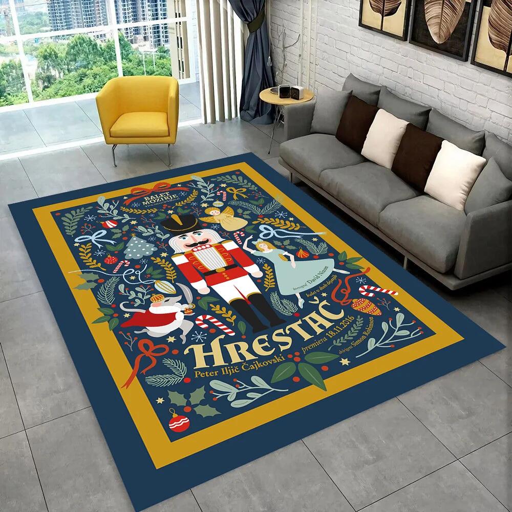 Nussknacker-Weihnachtsbaum-Teppich, Teppich für Zuhause, Wohnzimmer, Schlafzimmer, Sofa, Fußmatte, Dekor, Kinderspiel, rutschfeste Bodenmatte, Geschenk