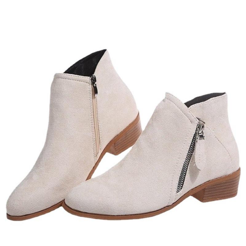Fashion Women Booties 2025 Autumn Suede Boots Women Fashion Size 43 Platform Boots Side Zipper Heeled Ankle Boots Botas De Mujer