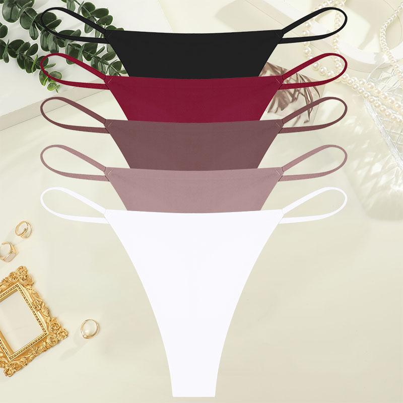 5Pcs/Set Sexy Minimalist Thong Underwear for Women Low Rise Thin Strap Seamless Soft Comfortable Briefs