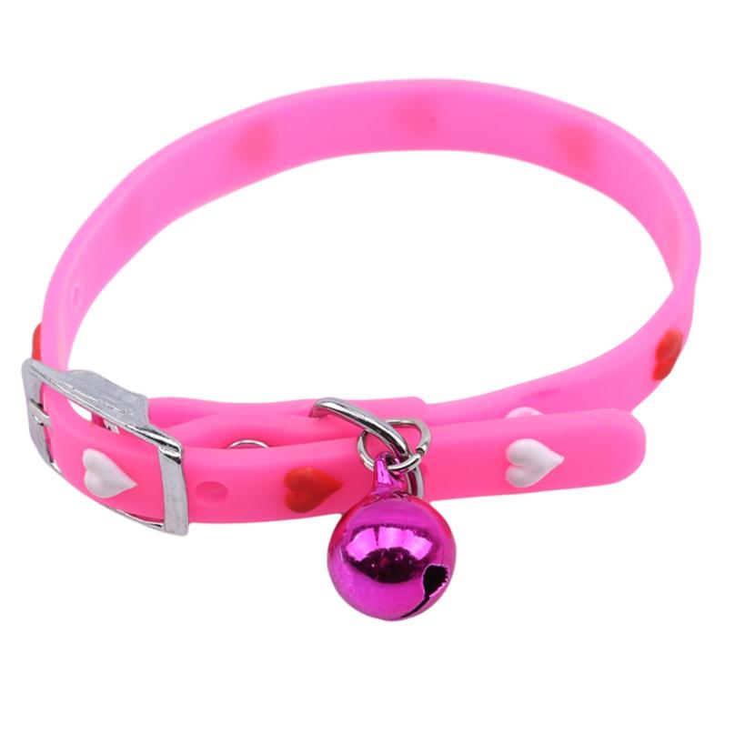 Adjustable Colorful Collar Bell Pet Cat Dog Love Hearts Patterns Neck Collar