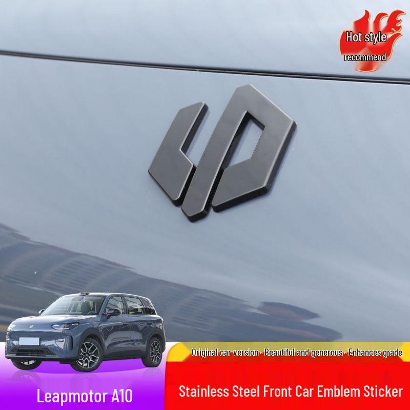 Adesivo Decorativo Preto Alto Brilho em Aço Inoxidável para Emblemas Traseiro e Dianteiro do Leapmotor A10