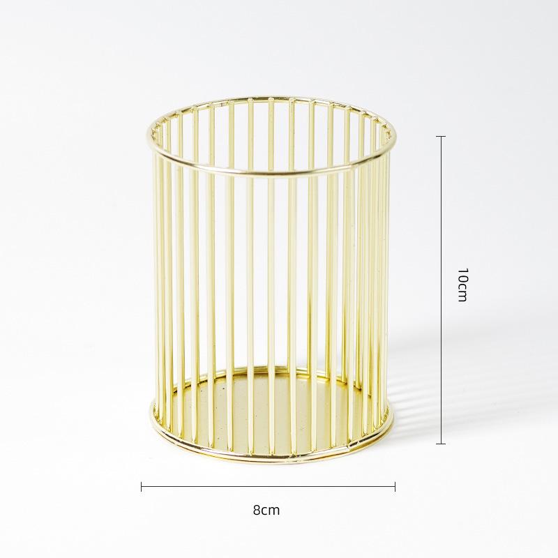 INS Style Metal Desktop Organizer: Multifunctional Pen, Stationery, Office Supplies, and Makeup Brush Holder