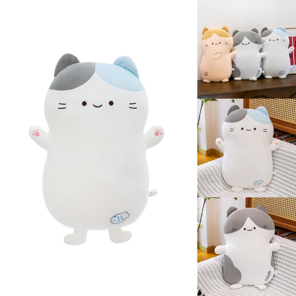 Cute Cartoon Tri Color Cat Plush Toy Pillow For Kids Bed And Nap Time Use