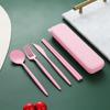 Nordic Style Plastic Cutlery Set with Box Knife Fork Spoon Chopsticks Travel Flatware Outdoor Tableware Utensils