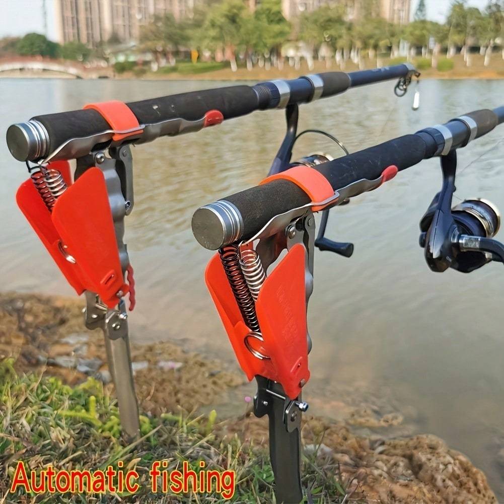 

Automatic Rod Holder - Adjustable, Stainless Steel, Easy To Fold Design, with Ground Support, Spring-loaded Tilt Hook for A Hands-free красный