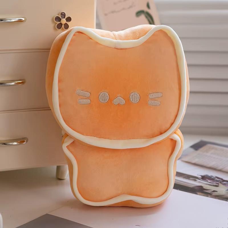 23cm Butter Cat Biscuits Plush Pillow Cute Cartoon Tiger Skin Cat Cake Plush Animal Doll Toys Kids Gift Sofa Decoration