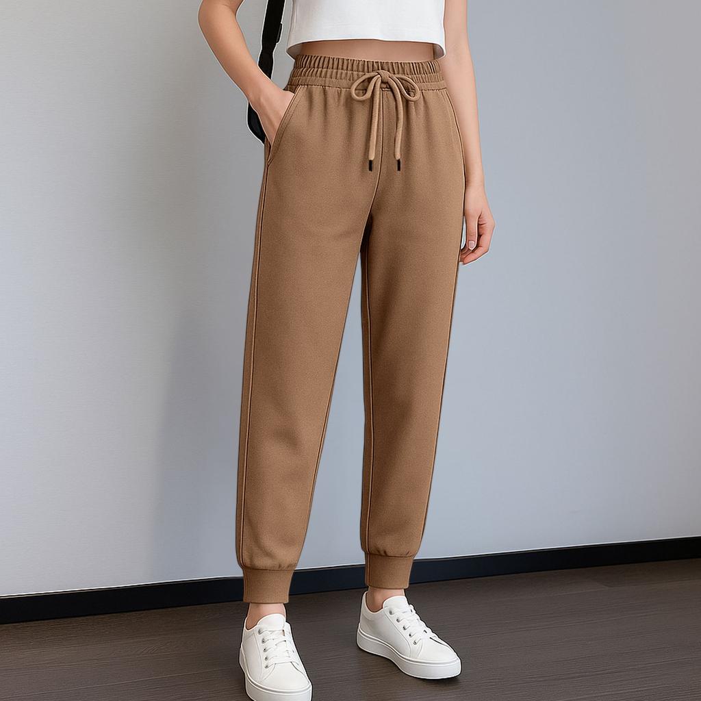 Jogginghose für Damen Damen-Jogginghose Mittelhohe Taille Einfarbige Hose Freizeithose Jogginghose mit Tasche