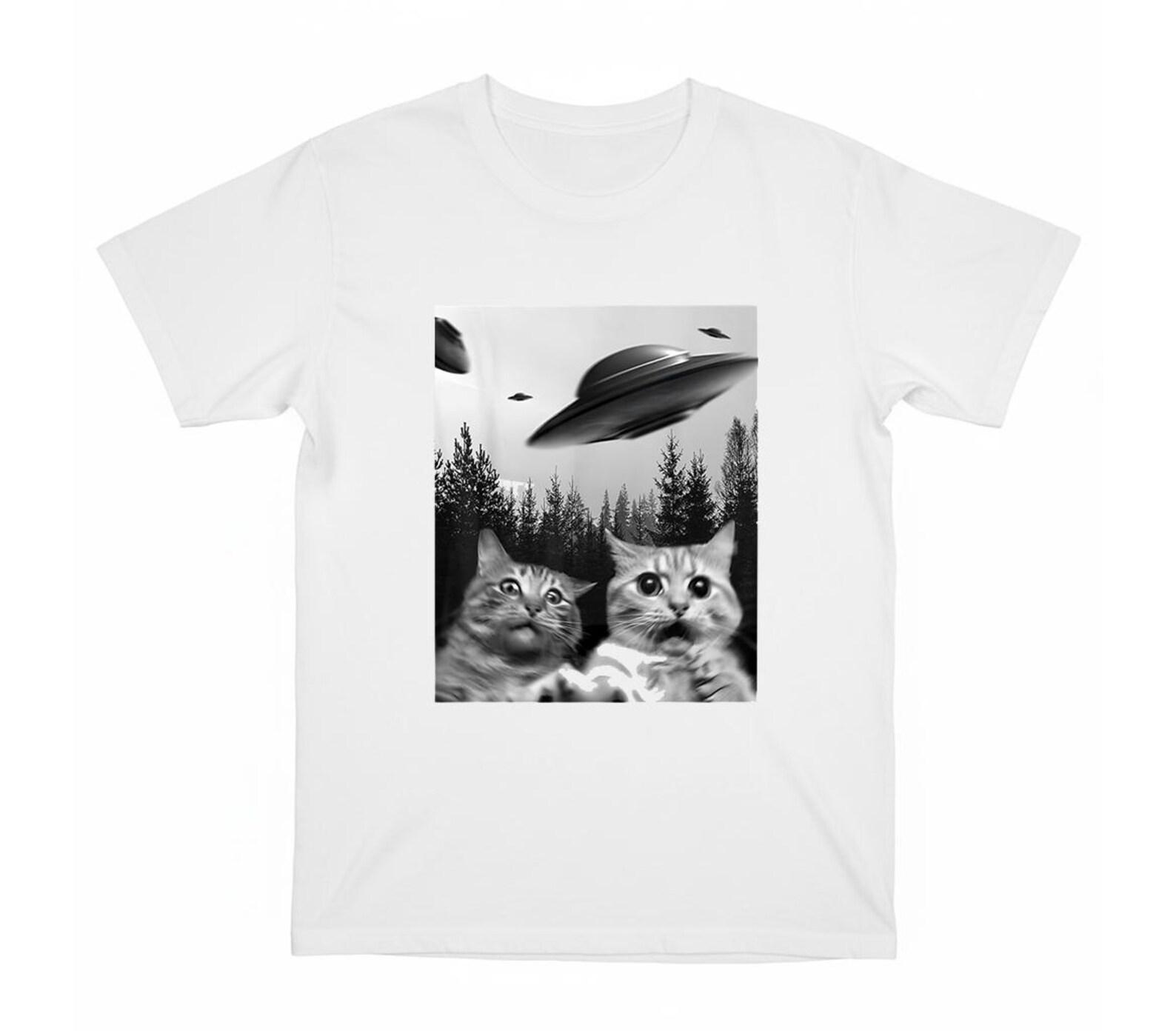 Funny UFO meow meow cat shirt •Cat meme shirt •Cat lover Gift •Silly Cats Shirt •Silly Kitten Tshirt •Cute Kitten Tee •Cat Mom Dad Gift 2XL