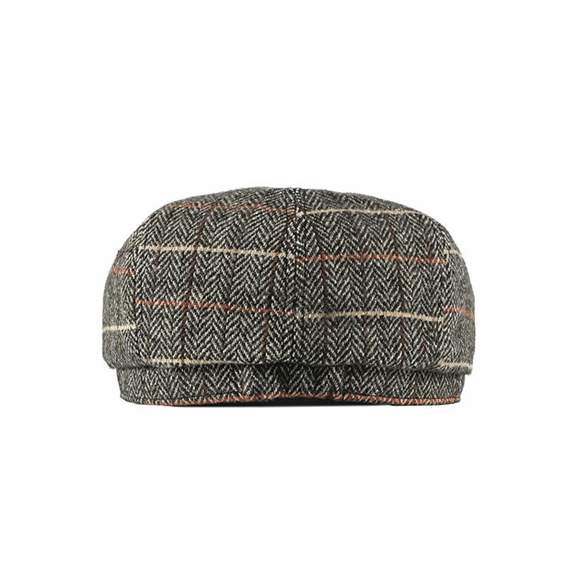 Kariertes Baskenmütze Herren Herbst Winter Wolle Britische Retro Zeitungsjunge Mütze Damen Achteckige Mütze Gatsby Paintsman's Cap Gorro Hombre Boina